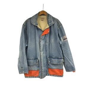 Vintage Y2K Nautica Distressed Denim Chore Style Jacket Men’s Size Large